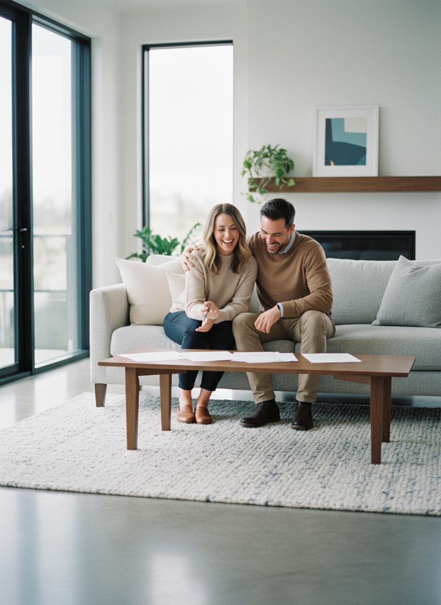 Couple reviewing documents